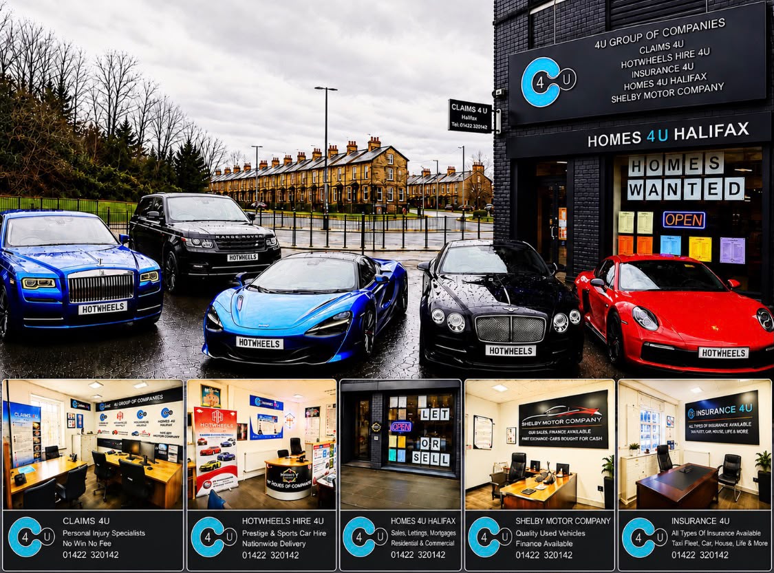 4U Group of Companies Halifax shop front, prestige fleet and offices